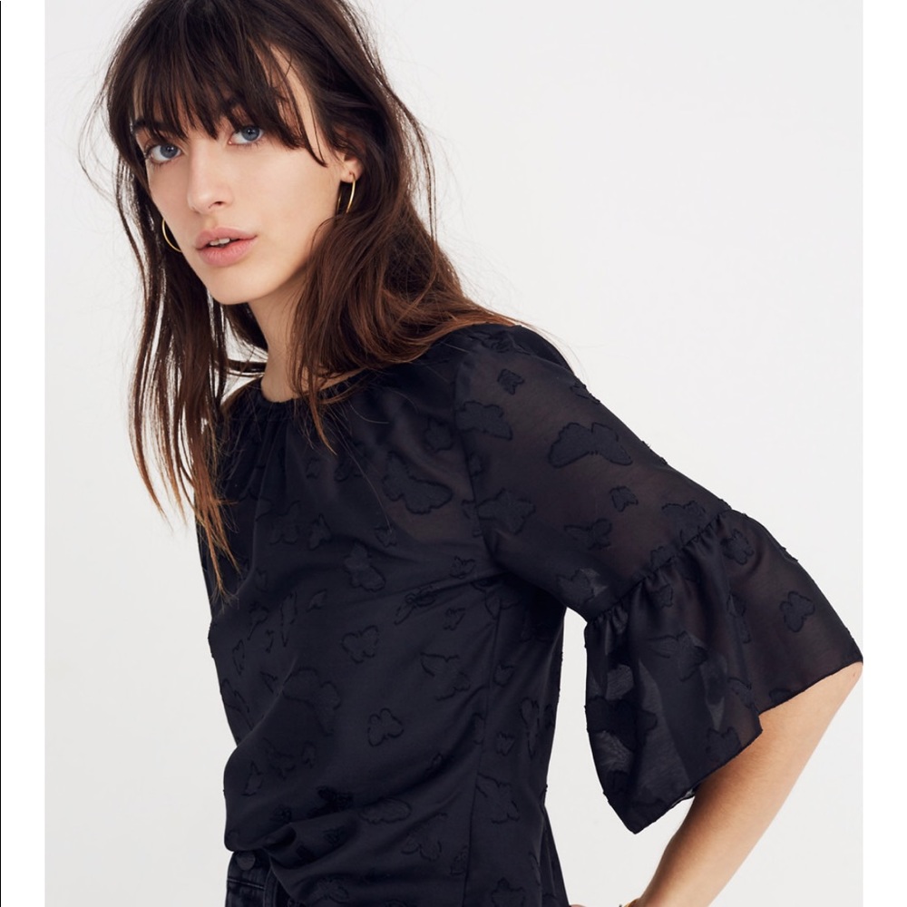 NWT Madewell Butterfly Jacquard Ruffle Top